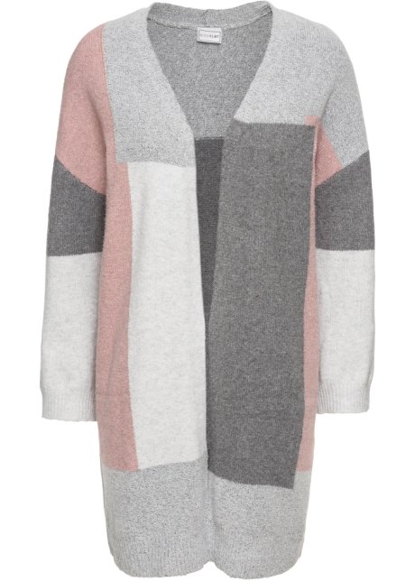 Ongekend Lang vest met colourblockings grijs/roze gedessineerd - Dames KN-56