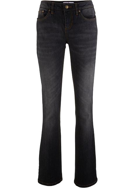 Casual bootcut-jeans met uitlopende pijpen - zwart, N-maat