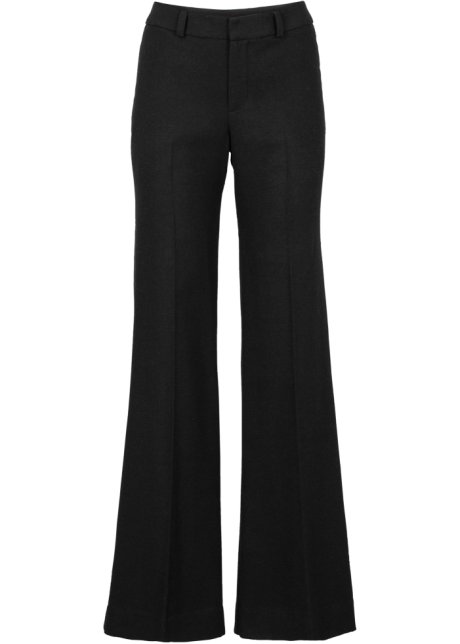 Verwonderlijk Elegante broek in wollen look met wijde pijpen - zwart PD-81