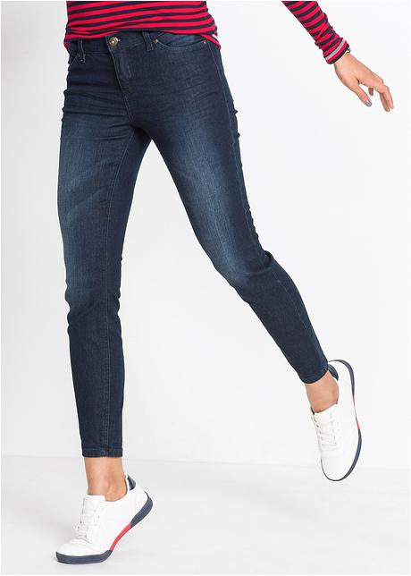 Veelzijdige super skinny 7/8 jeans met permanente plooien - dark denim