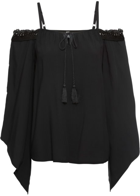 onpeilbaar Zich verzetten tegen composiet Trendy blouse met kant - zwart