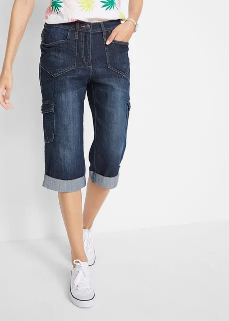 Stretch cargo jeans, mid waist, bonprix