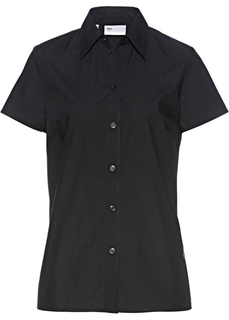 Hangen Savant adverteren Verzorgde blouse met korte mouwen en zijsplitjes - zwart