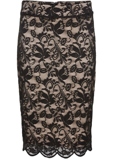 Wonderbaar Aantrekkelijke rok van modieuze kant in kokermodel - zwart/nude PA-03