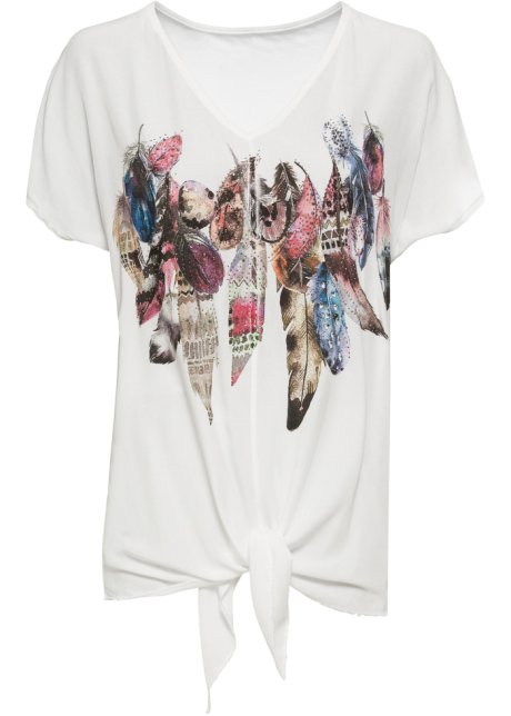 Verwonderlijk Shirt met een opvallende print, siersteentjes en een knoopdetail UQ-53