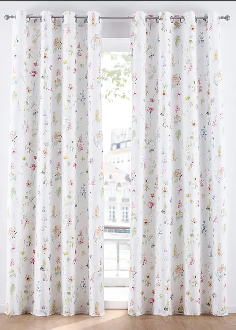 Microvezel gordijn met bloemenprint (1 stuk), bonprix