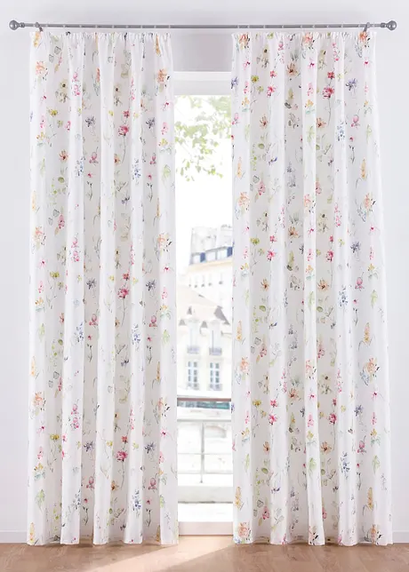 Microvezel gordijn met bloemenprint (1 stuk), bonprix