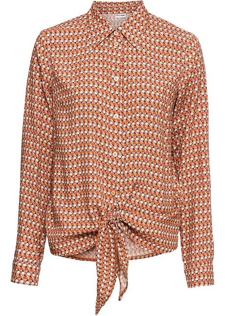 Verrassend Blouse met knoop steenbruin/mat oranje gedessineerd - Dames TP-54