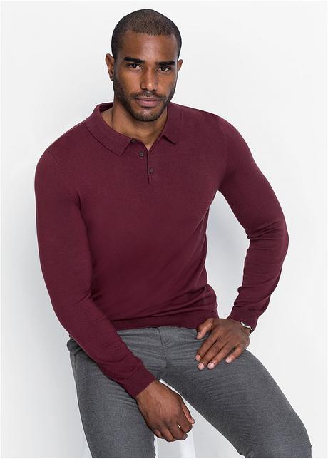 Geklede, fijn gebreide polotrui met een polokraag ahornrood Geklede, fijn gebreide polotrui met een polokraag ahornrood