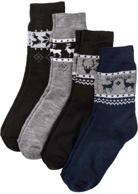 verzameling verbannen Anoi Warme thermo sokken (4 paar), uniseks - zwart/blauw/grijs gemêleerd