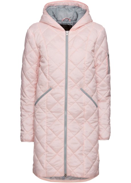 filter Voorstel Sleutel Lange, gewatteerde jas met een capuchon en een 2-wegritssluiting - zacht  roze/zilvergrijs