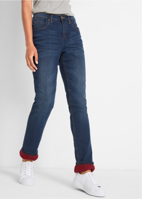 Taille rommel Karakteriseren Gevoerde stretch jeans in 5-pocket-model - donkerblauw used, N-maat