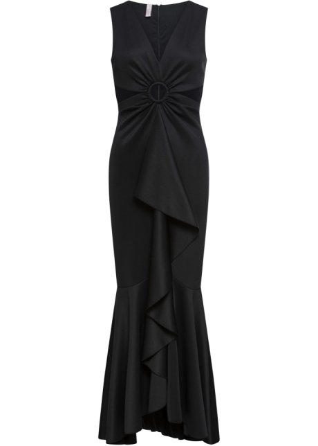 Uitgelezene Maxi jurk met cut-outs en volant zwart - Dames - BODYFLIRT OS-48