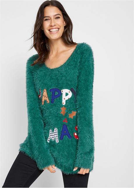 Fluffy kersttrui rooksmaragd Dames bpc bonprix Fluffy kersttrui rooksmaragd Dames bpc bonprix
