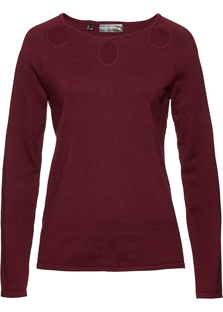 Trui met cut outs ahornrood bpc selection bonprix.nl Noorse trui rood Dames bpc selection bonprix.nl
