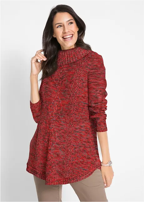 Lange poncho trui, lange mouw, bonprix