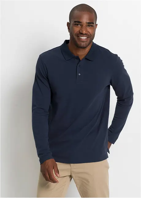 Piqué poloshirt met lange mouwen, bonprix