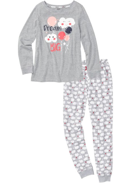 wapen Speciaal Meerdere Sportieve pyjama met een wolkenprint - lichtgrijs gemêleerd met print