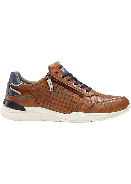 Moderne sneakers van Mustang met mooie details - cognac