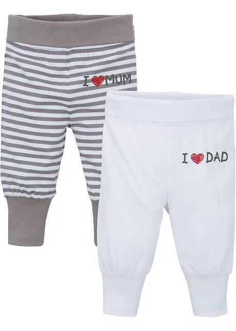 Baby jersey broek (set van 2) van biologisch katoen, bonprix