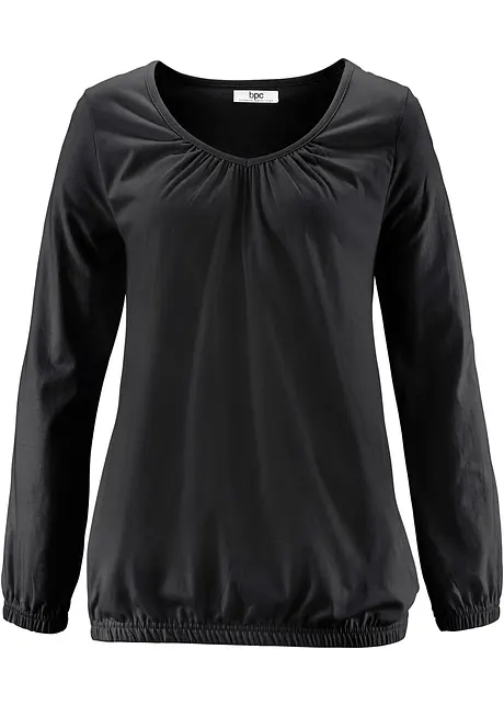 Katoenen longsleeve met elastiek van katoen, bonprix