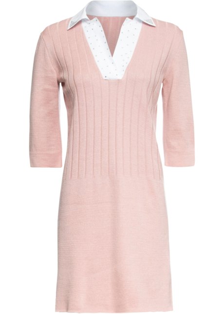 Verwonderend Gebreide jurk met kraag roze - BODYFLIRT boutique koop online DG-46