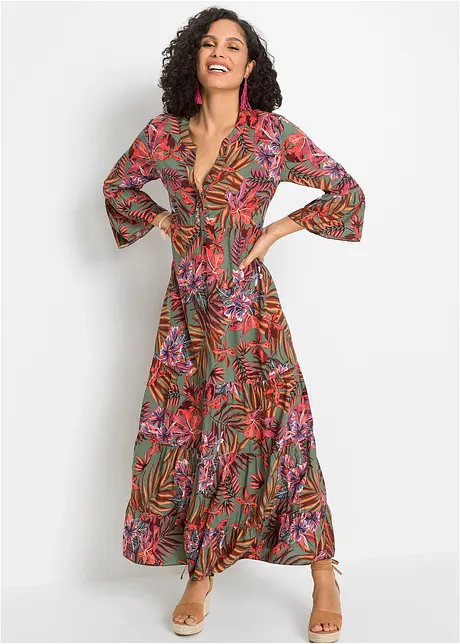 Gedessineerde maxi jurk van soepele viscose, bonprix