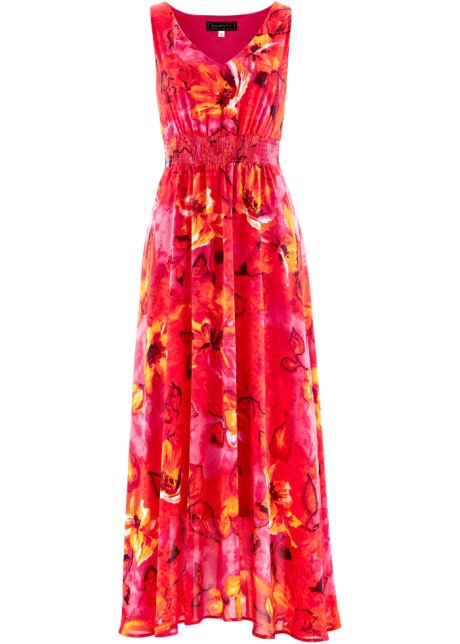 slim Onbekwaamheid Modderig Smaakvolle jurk in maxi-stijl, met wijde rok - donkerpink gedessineerd