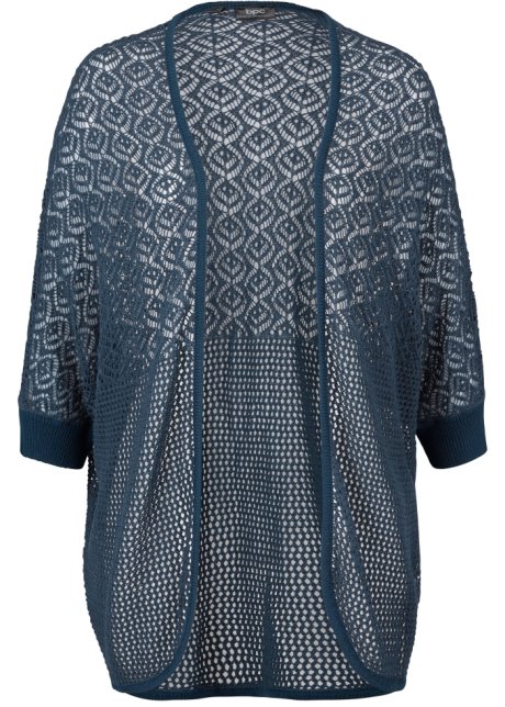 Luchtig vest met korte en een trendy, opengewerkt patroon - donkerblauw