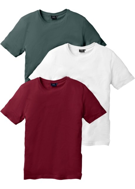Dicht Australië Experiment Basic shirts met een ronde hals van single jersey - bordeaux+donkergroen+wit