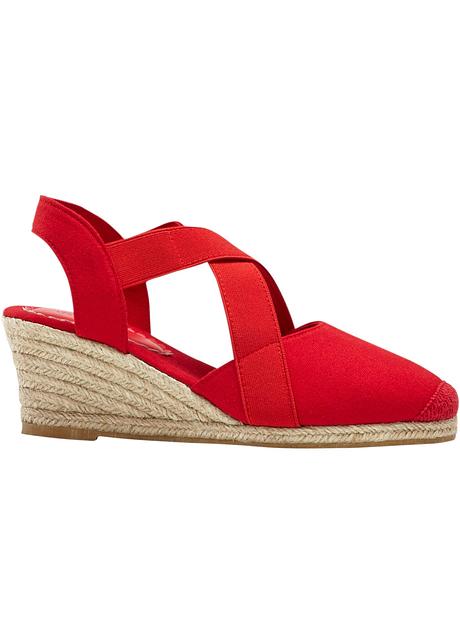 Sleehak sandaletten in espadrille stijl - aardbeirood