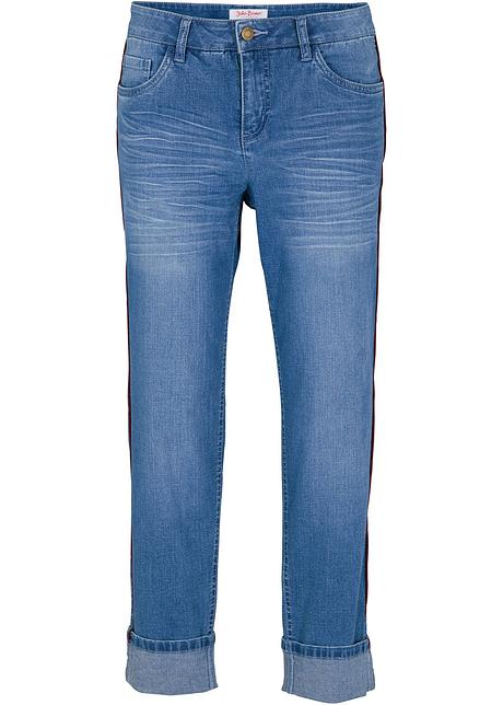 Boyfriend jeans met gekleurde bies, 7/8 - lichtblauw, N-maat