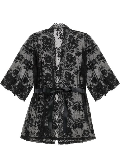 stof in de ogen gooien Bestuiver Sinis Elegante kimono van kant - zwart