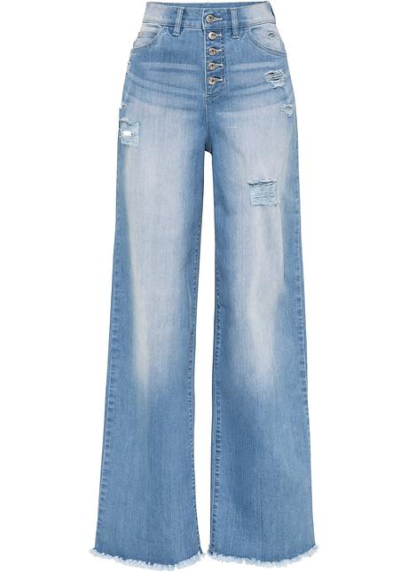 Marlene Dietrich Jeans High Waist Met Gerecycled Polyester Blue Bleached Dames Rainbow Bonprix Nl