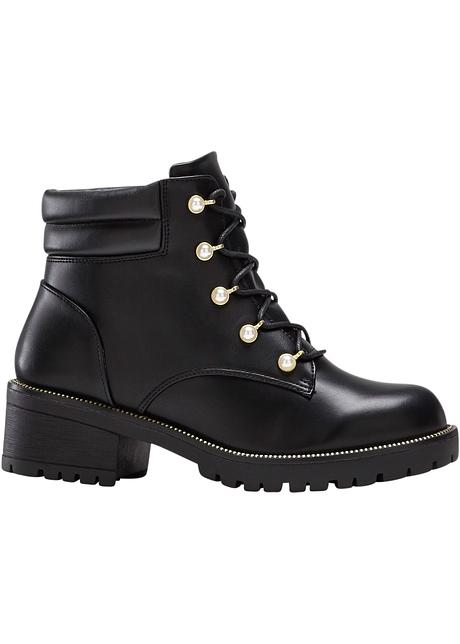 Moderne veterboots met charmante details zwart Modieuze veterboots met een charmant design zwart