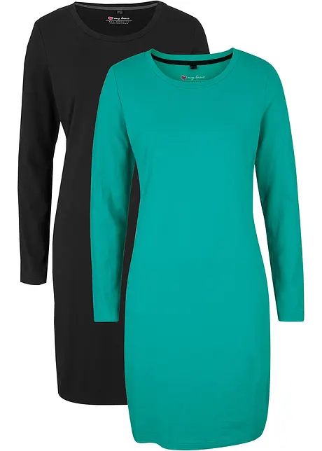 Accentuerende jersey jurk (set van 2), bonprix