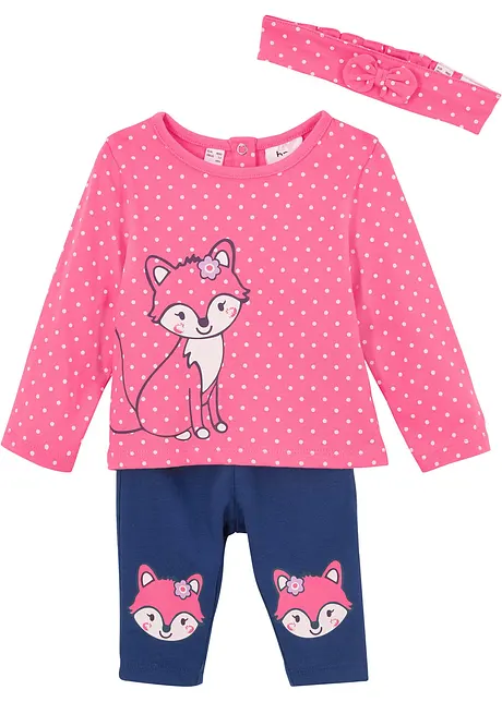 Baby shirt, legging en haarband (3-dlg. set) met biologisch katoen, bpc bonprix collection