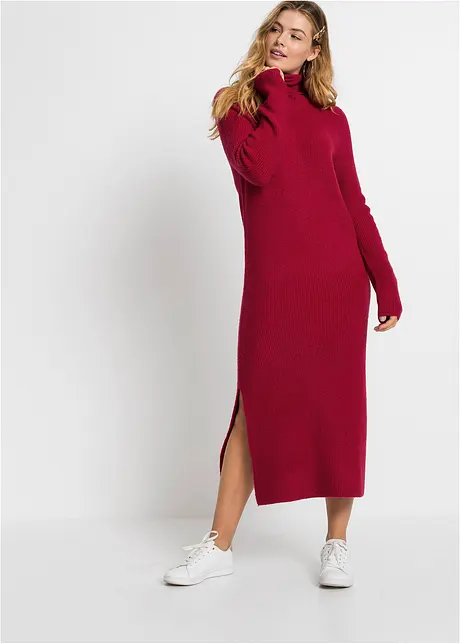 Gebreide jurk met col, bonprix