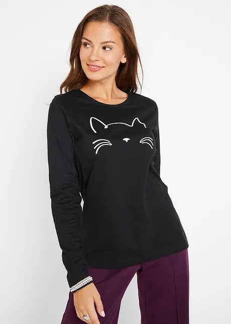 Longsleeve met poezenprint, bonprix