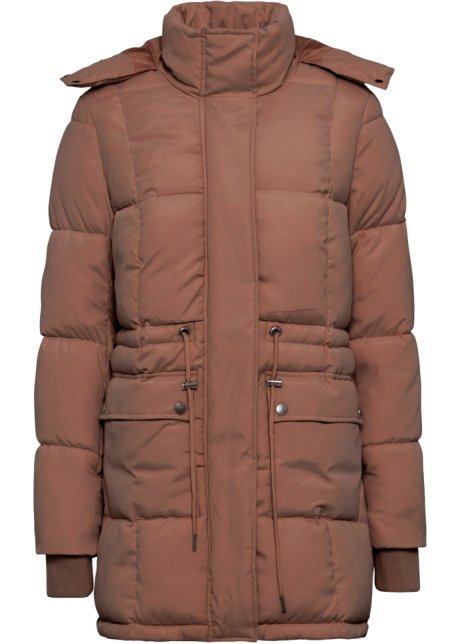 credit over het algemeen Voorbeeld Warme jas met een capuchon en zakken - notenbruin
