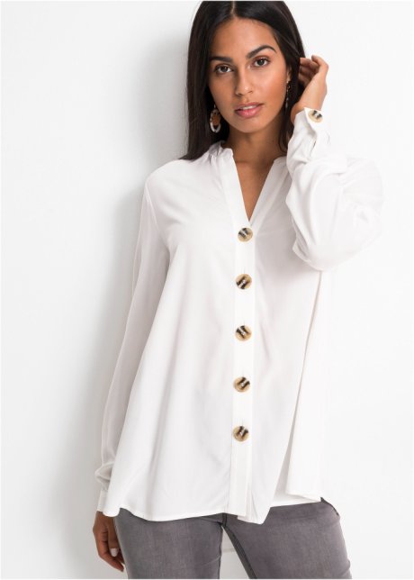 strottenhoofd produceren Luidruchtig Oversized blouse met sierknopen - offwhite