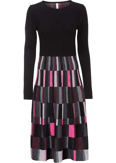 Wijd uitlopende, gebreide jacquard jurk, bonprix