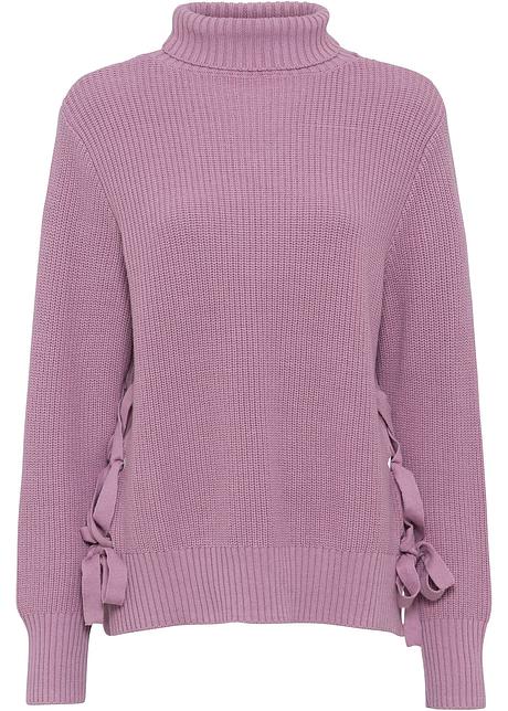 Oversized trui met vetersluitingen lichtpaars Dames Oversized trui met vetersluitingen donkerblauw Dames