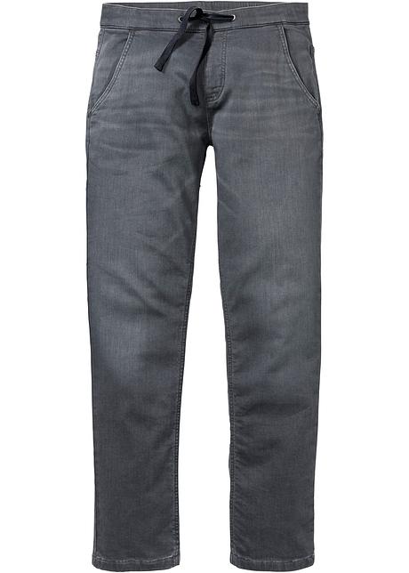 Super casual regular fit jogging jeans met een elastische band - grey denim,  N-maat
