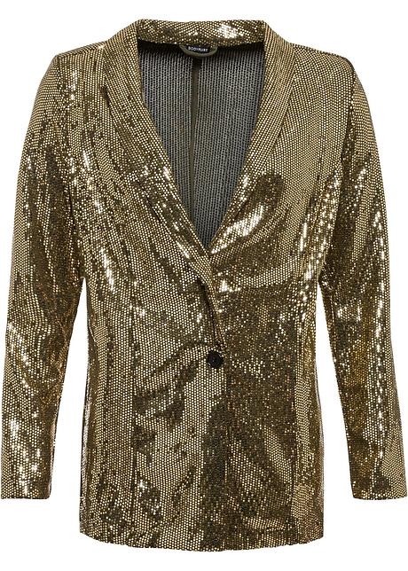 Elegante Blazer Met Pailletten Goud