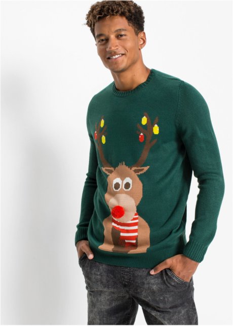 Licht browser zout Coole trui met kerstmotieven, perfect voor de feestdagen - diepgroen