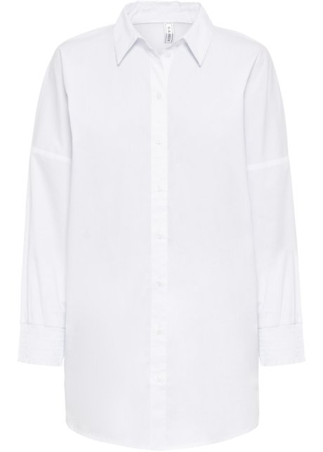 Lange blouse met smokwerk op de wit