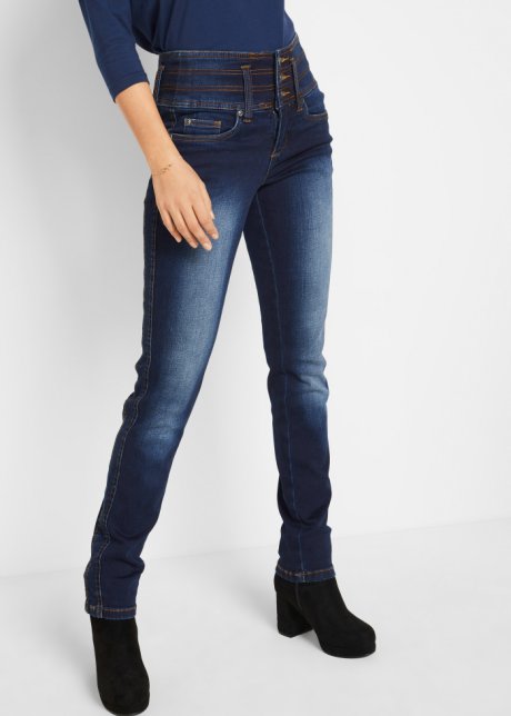 toekomst herstel ethiek Stylish basic stretch jeans voor mooi figuur - donkerblauw used, N-maat