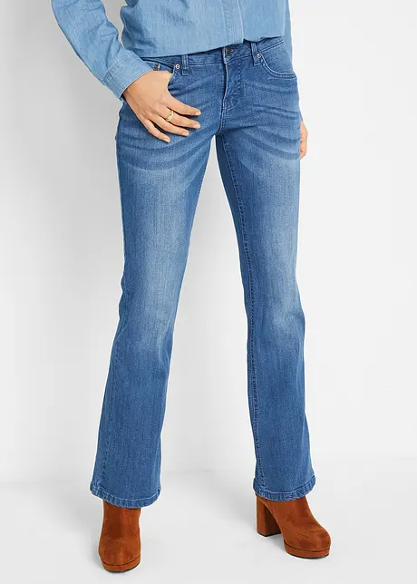 Mid waist stretch jeans, bootcut, bonprix