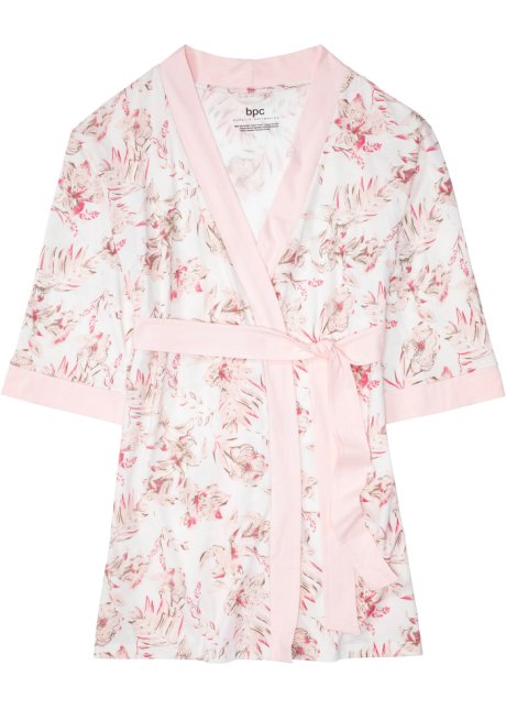 Stal klep afwijzing Trendy kimono badjas van shirtstof - wolwit/magnolia gebloemd